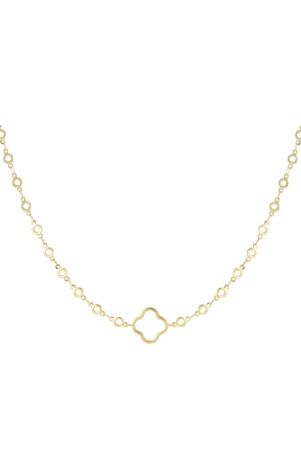 Chain circles with clover Gold Stainless Steel