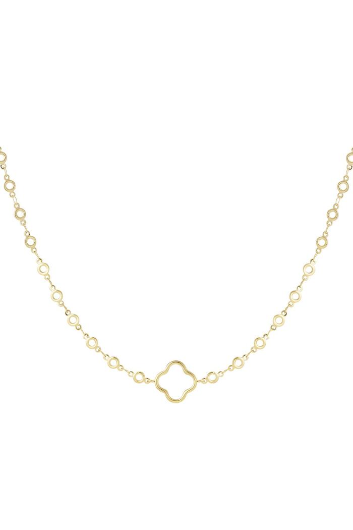 Chain circles with clover Gold Stainless Steel 