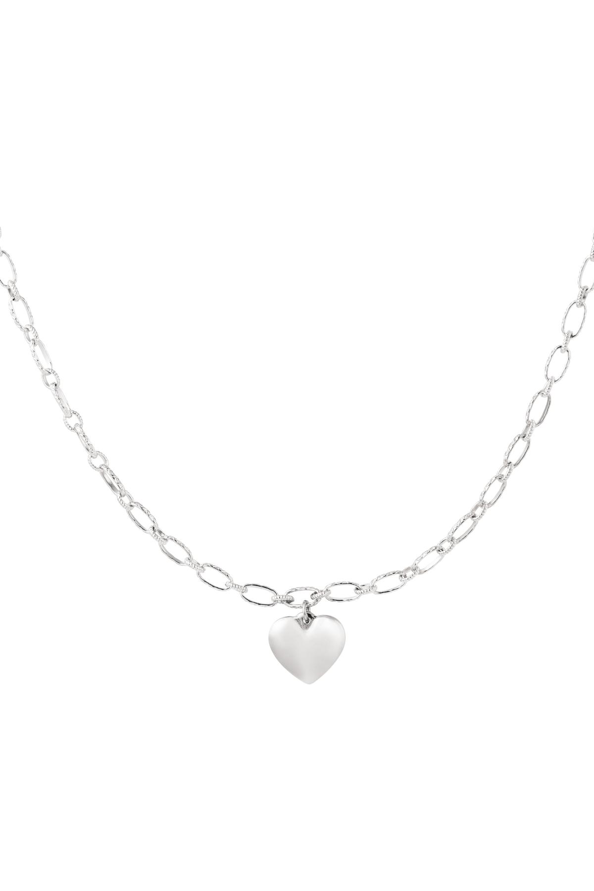 Link chain with heart Silver Stainless Steel
