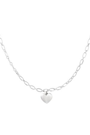 Link chain with heart Silver Stainless Steel h5 