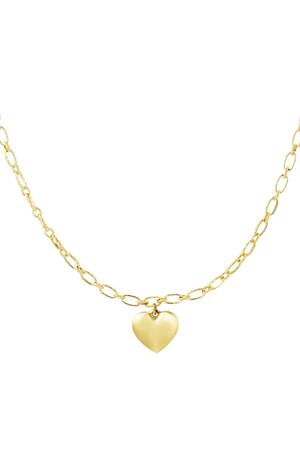 Link chain with heart Gold Stainless Steel h5 