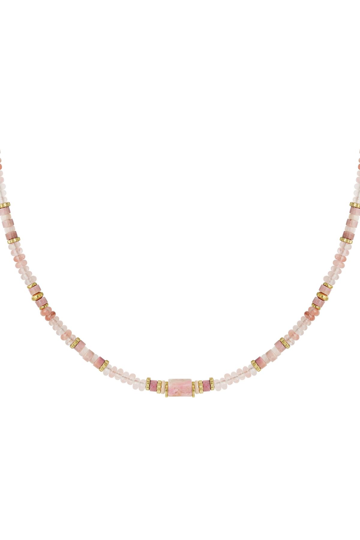 Boncuklu kolye - Natural Stones Collection Pink & Gold Stainless Steel h5 