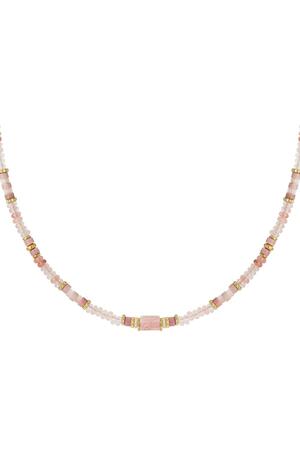 Necklace beads party - Natural Stones Collection Pink & Gold Stainless Steel h5 