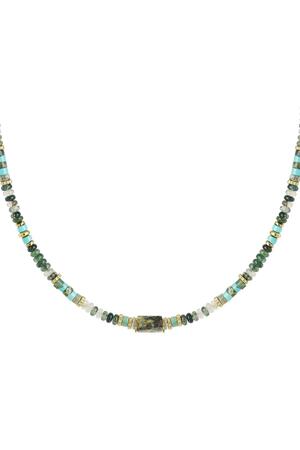Halskette Perlen Party - Sammlung von Natursteinen Grün & Gold Edelstahl h5 