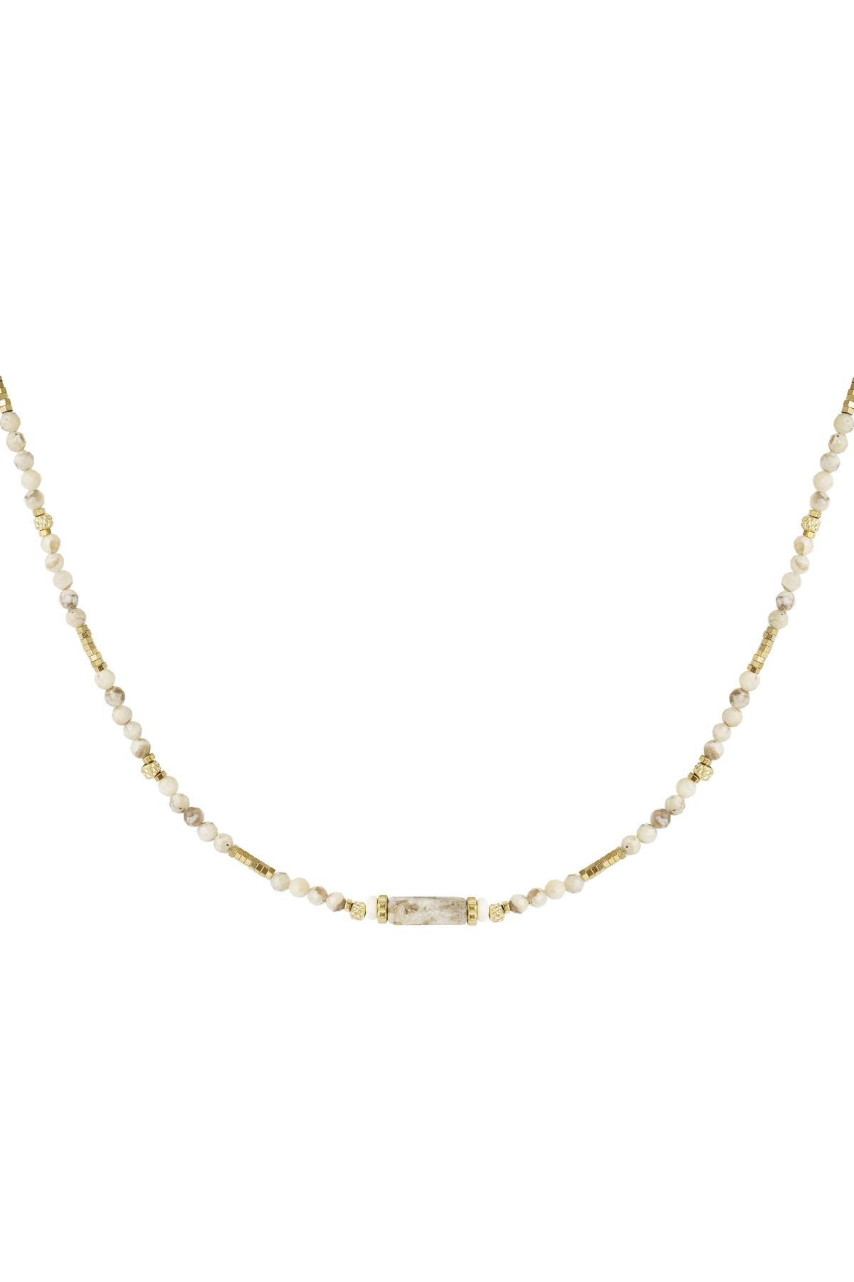 Collana tante perle - Collezione pietre naturali Beige & Gold Stainless Steel h5 