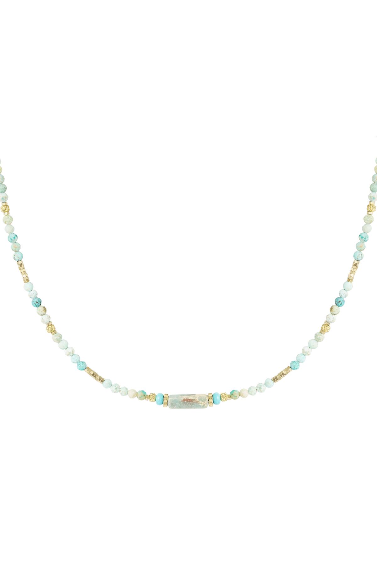 Necklace many beads - Natural stones collection Turquoise & Gold Color Stainless Steel 2