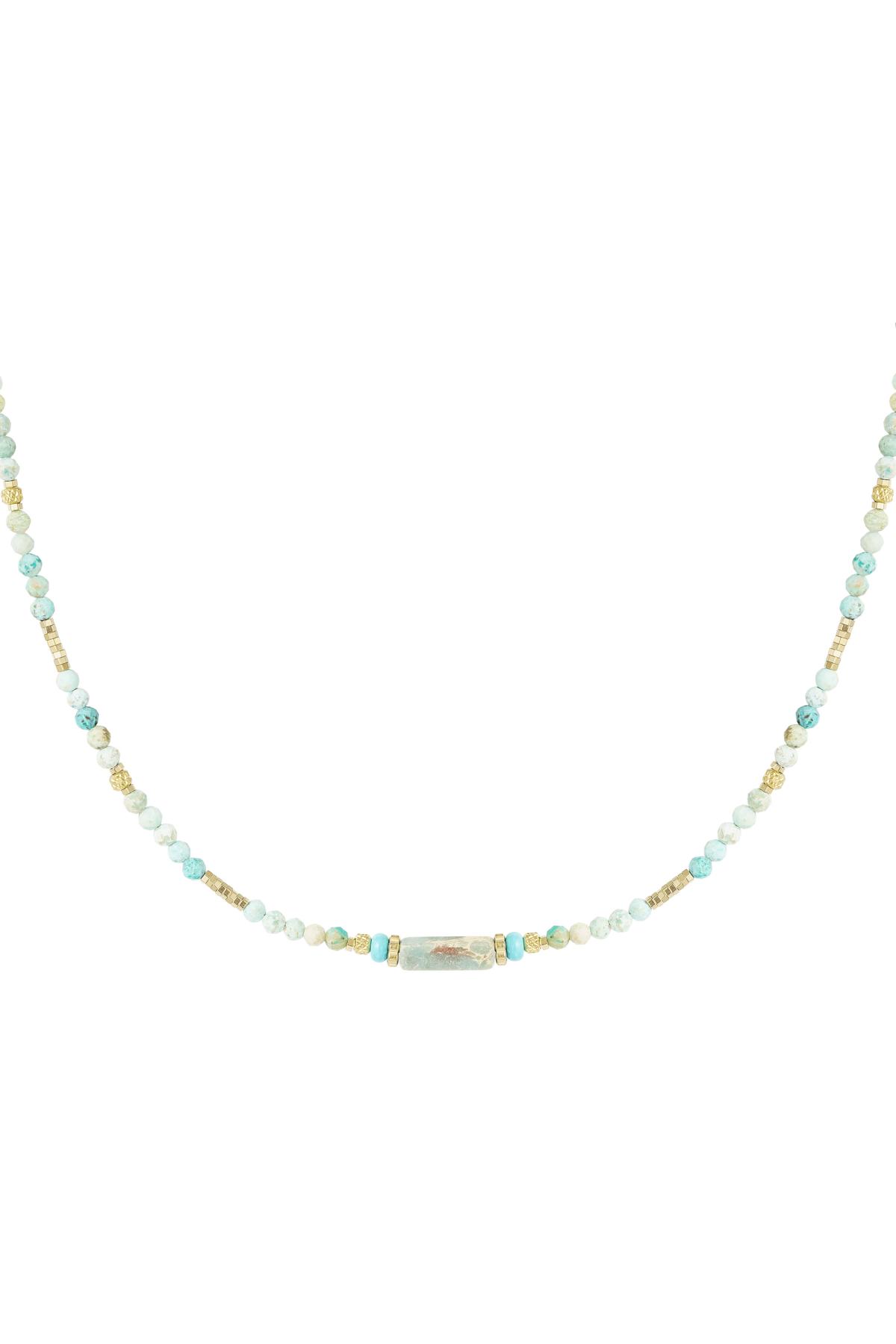 Collier de nombreuses perles - Collection Pierres naturelles Turquoise & Or Acier inoxydable 
