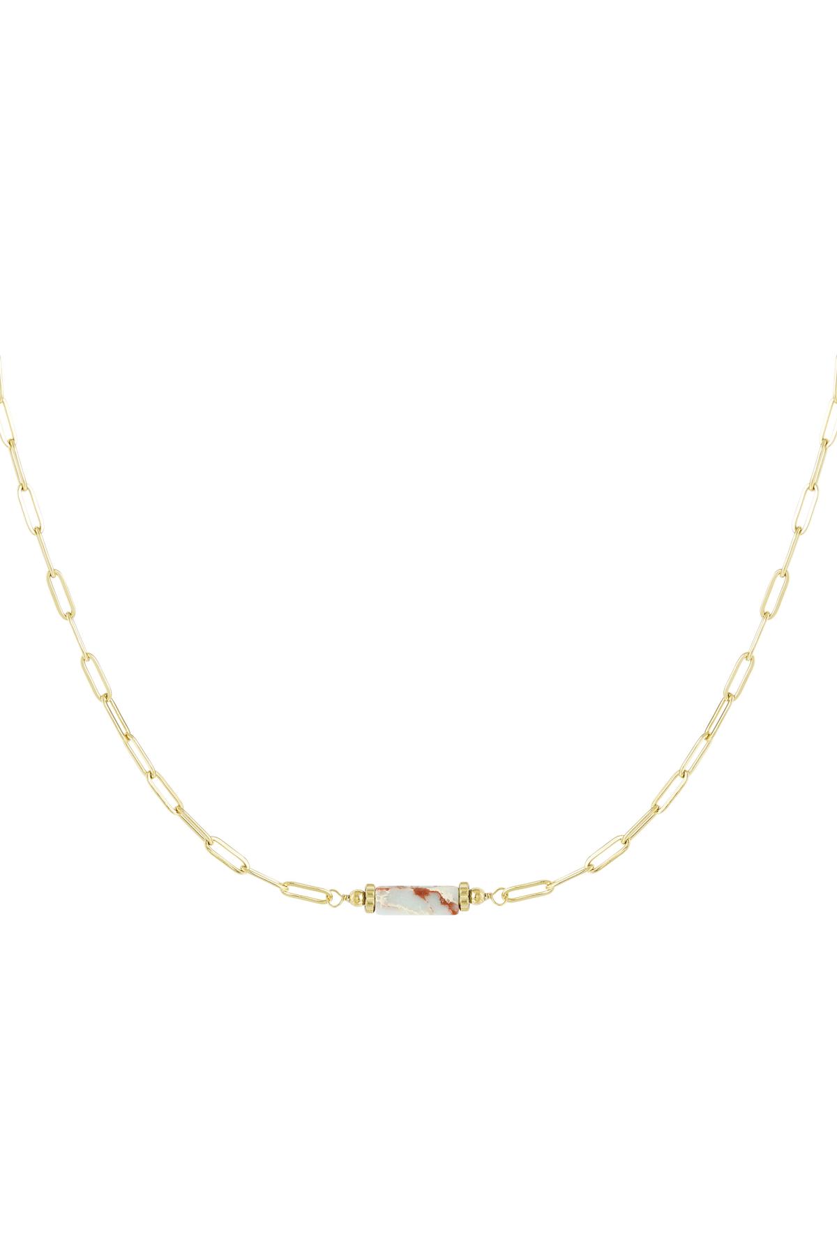 Link chain with stone pendant - Natural stone collection Blue &amp; Gold Stainless Steel
