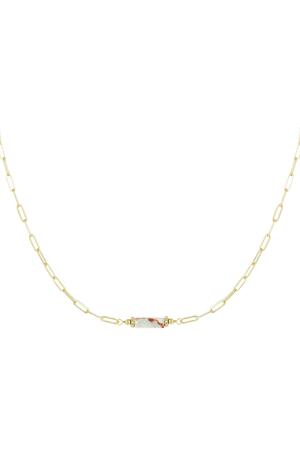 Link chain with stone pendant - Natural stone collection Blue & Gold Stainless Steel h5 