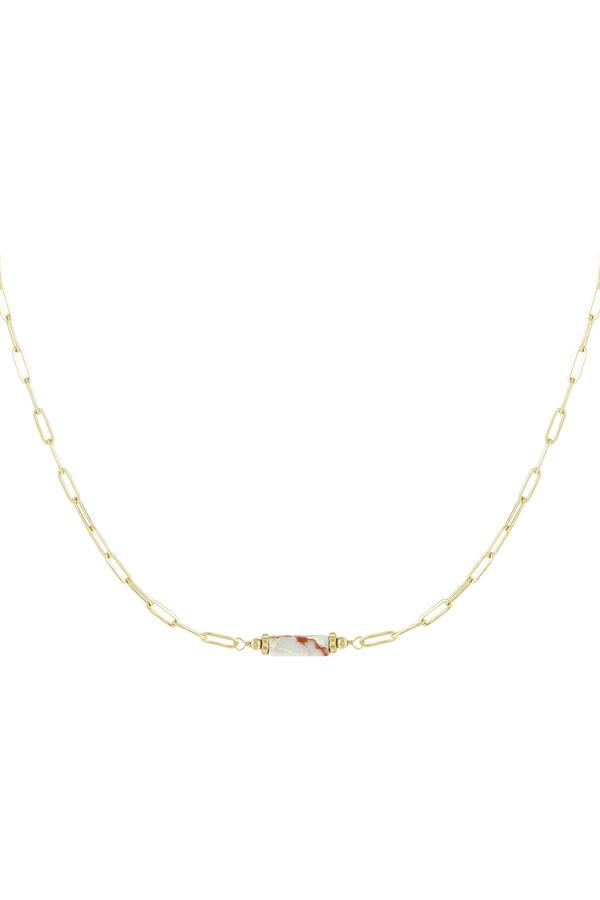 Link chain with stone pendant - Natural stone collection Blue & Gold Stainless Steel