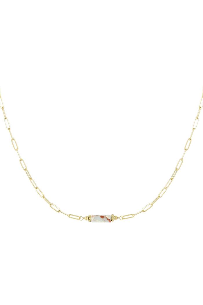 Link chain with stone pendant - Natural stone collection Blue & Gold Stainless Steel 