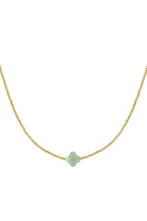 Perlenkette Kleeblatt - Kollektion Natursteine Grün & Gold Edelstahl h5 
