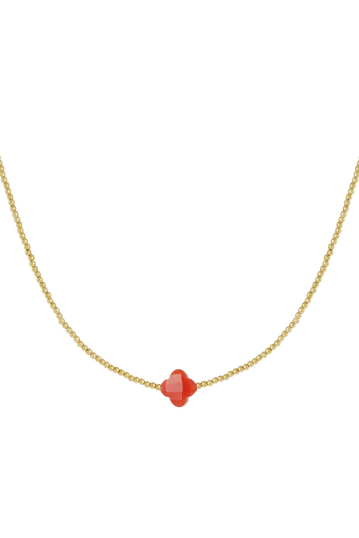 Trifoglio collana di perline - Collezione di pietre naturali Orange & Gold Stainless Steel h5 