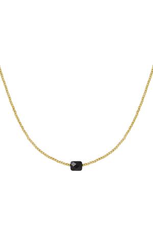 Necklace beads with large stone - Natural stone collection Black & Gold Stainless Steel h5 