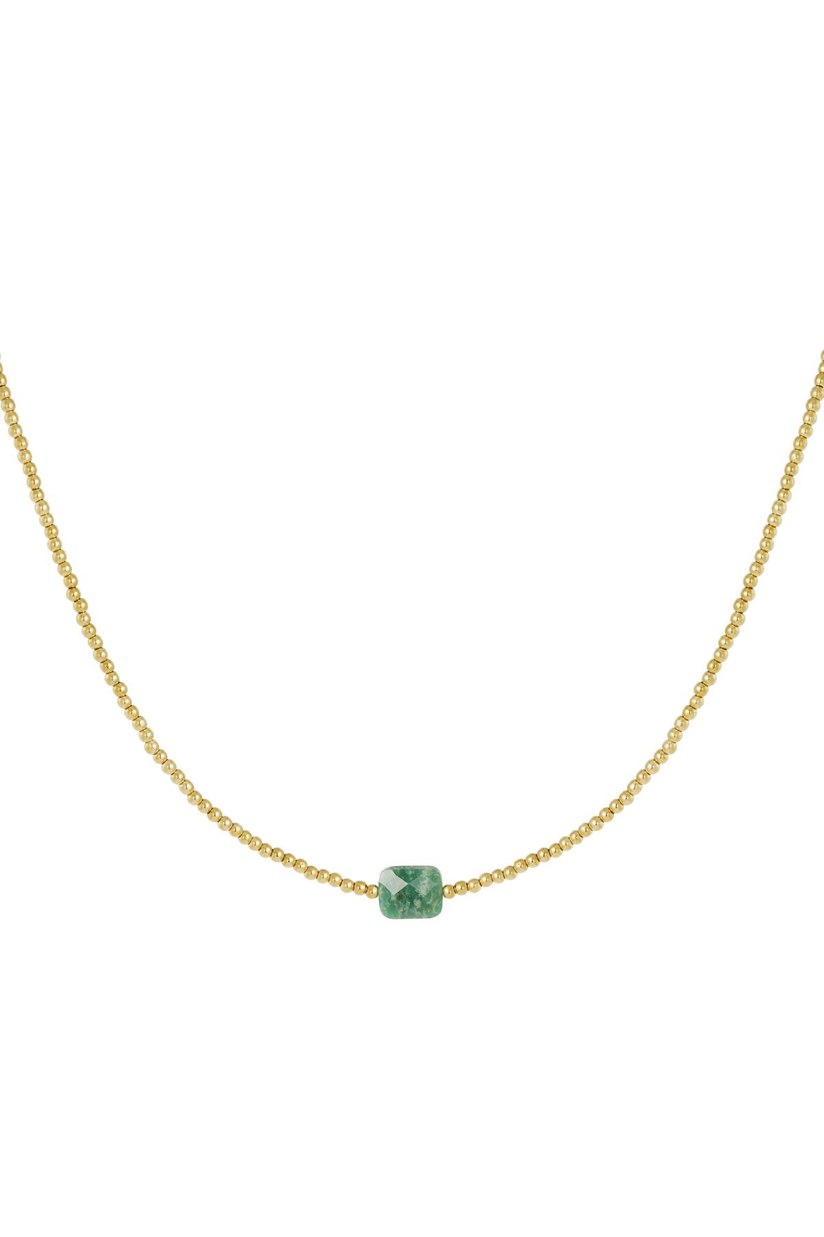 Collier perles avec grosse pierre - Collection pierres naturelles Vert Acier inoxydable