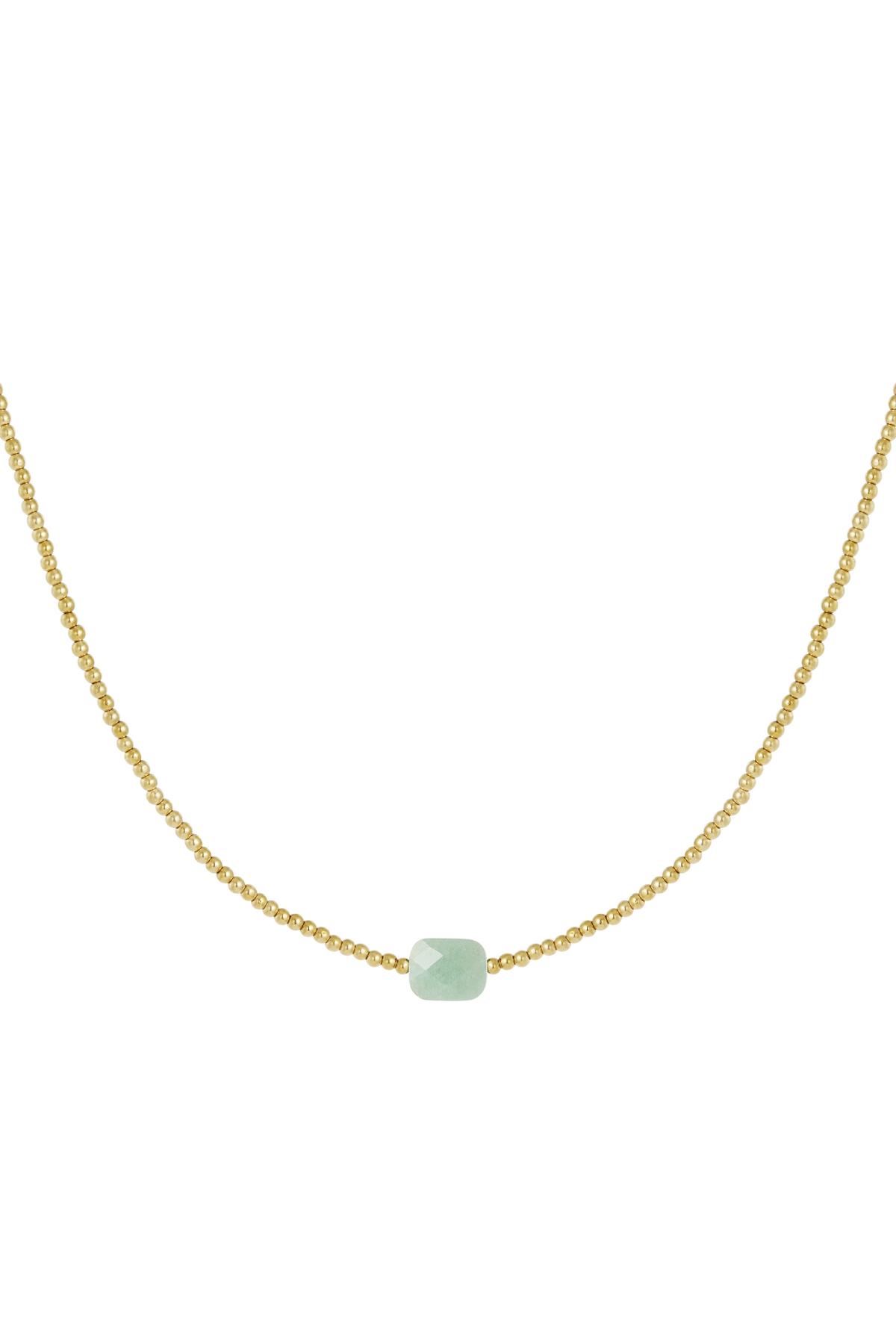 Collier perles avec grosse pierre - Collection pierres naturelles Vert & Or Acier inoxydable h5 