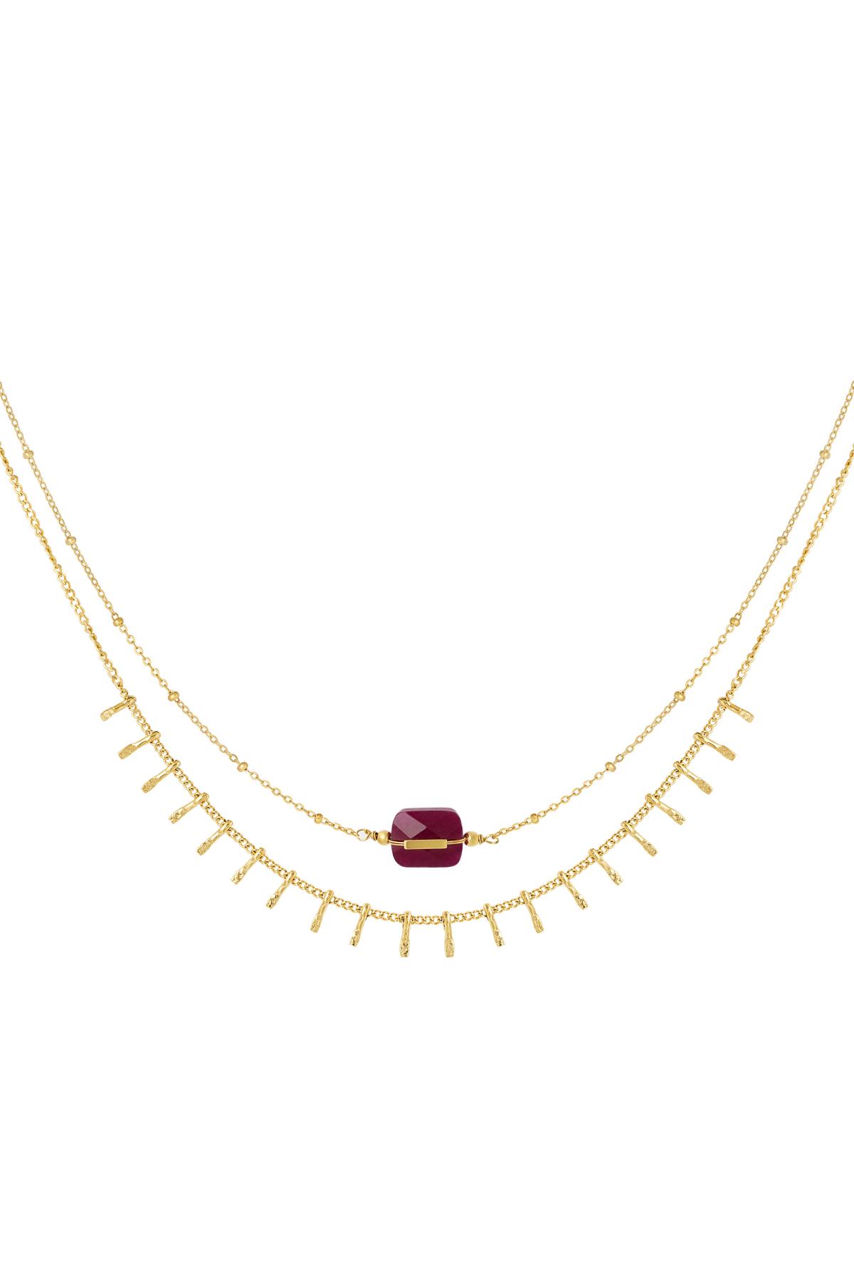 Necklace with details - Natural stone collection Fuchsia