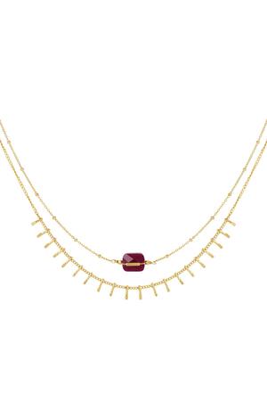Necklace with details - Natural stone collection Fuchsia h5 
