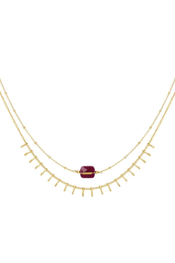 Necklace with details - Natural stone collection Fuchsia