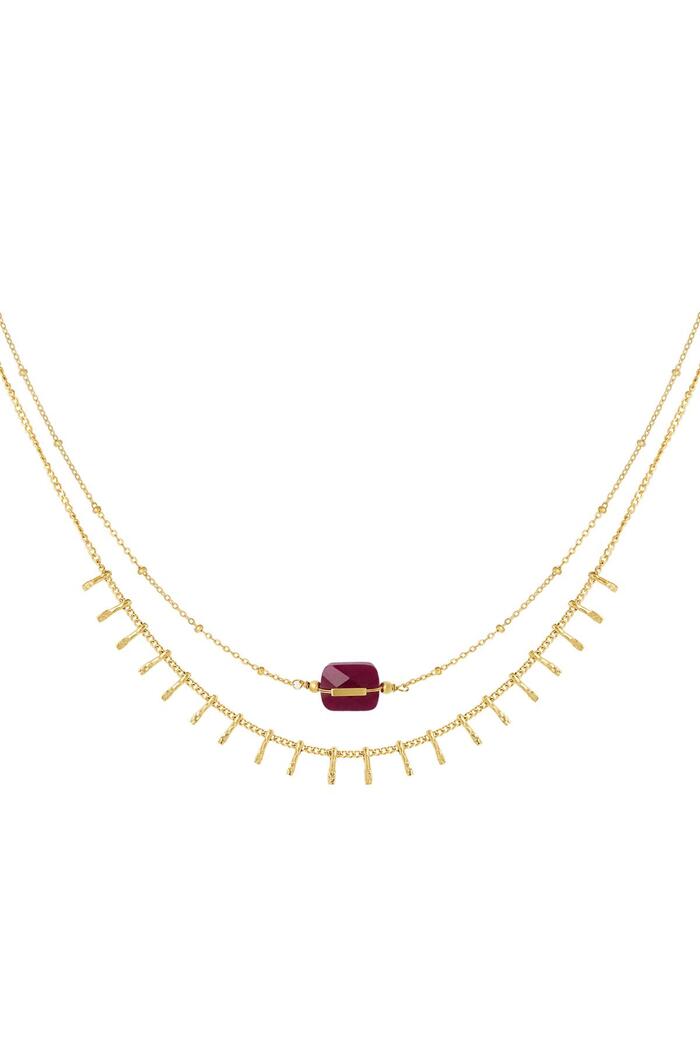 Necklace with details - Natural stone collection Fuchsia 