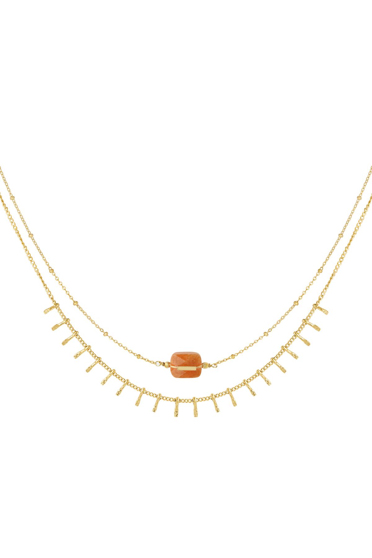 Halskette mit Details - Natursteinkollektion Orange &amp; Gold Stone