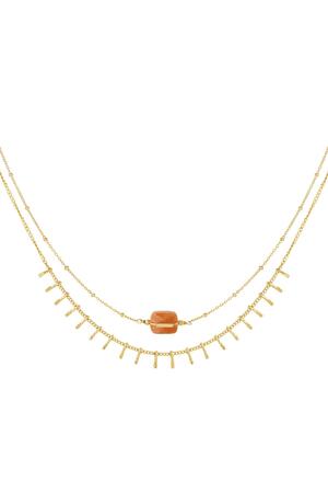 Necklace with details - Natural stone collection Orange & Gold h5 