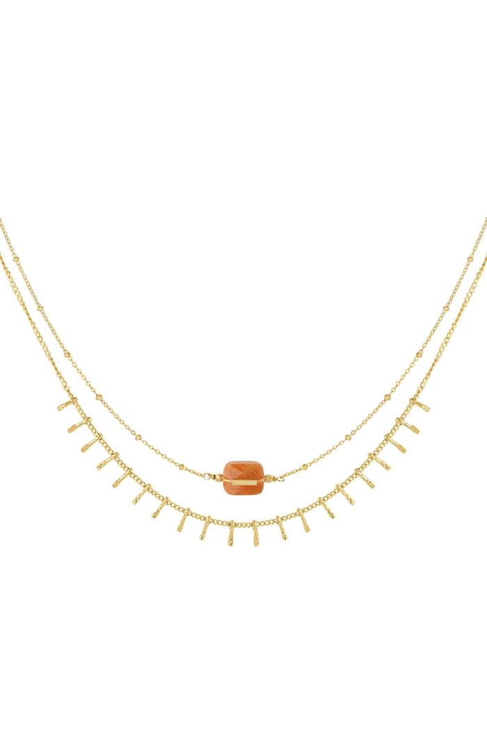 Necklace with details - Natural stone collection Orange & Gold 