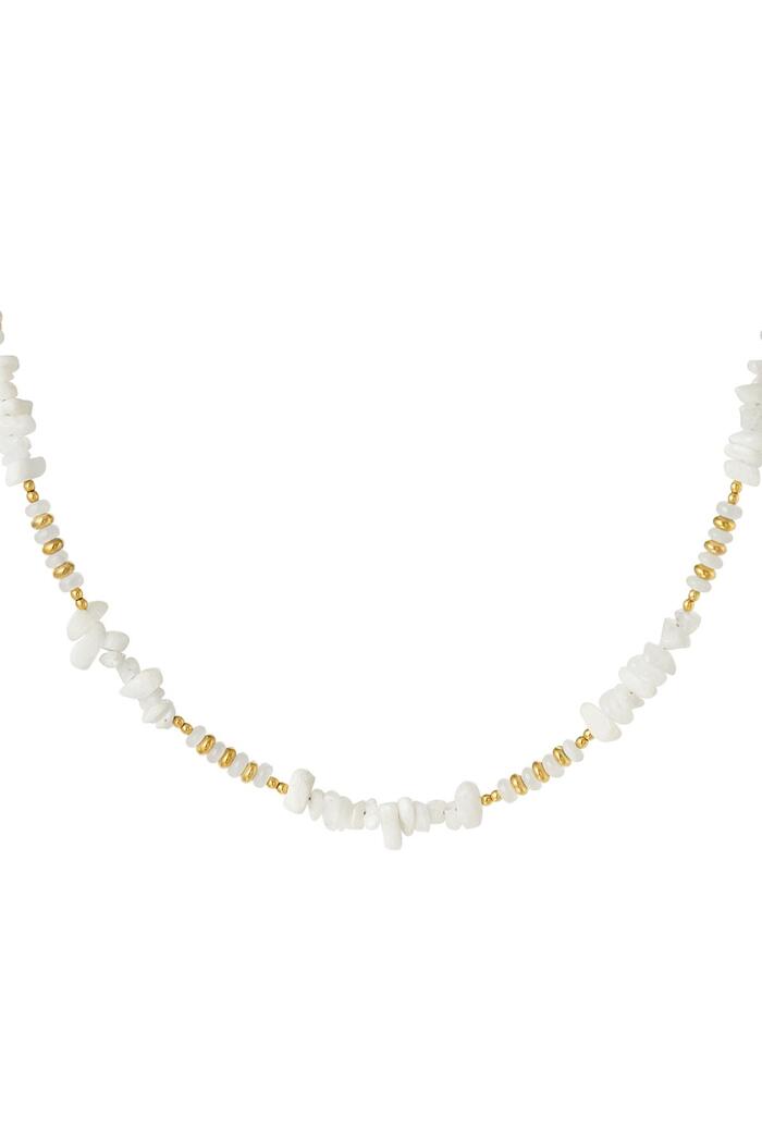 Necklace different beads - Natural stones collection White gold 