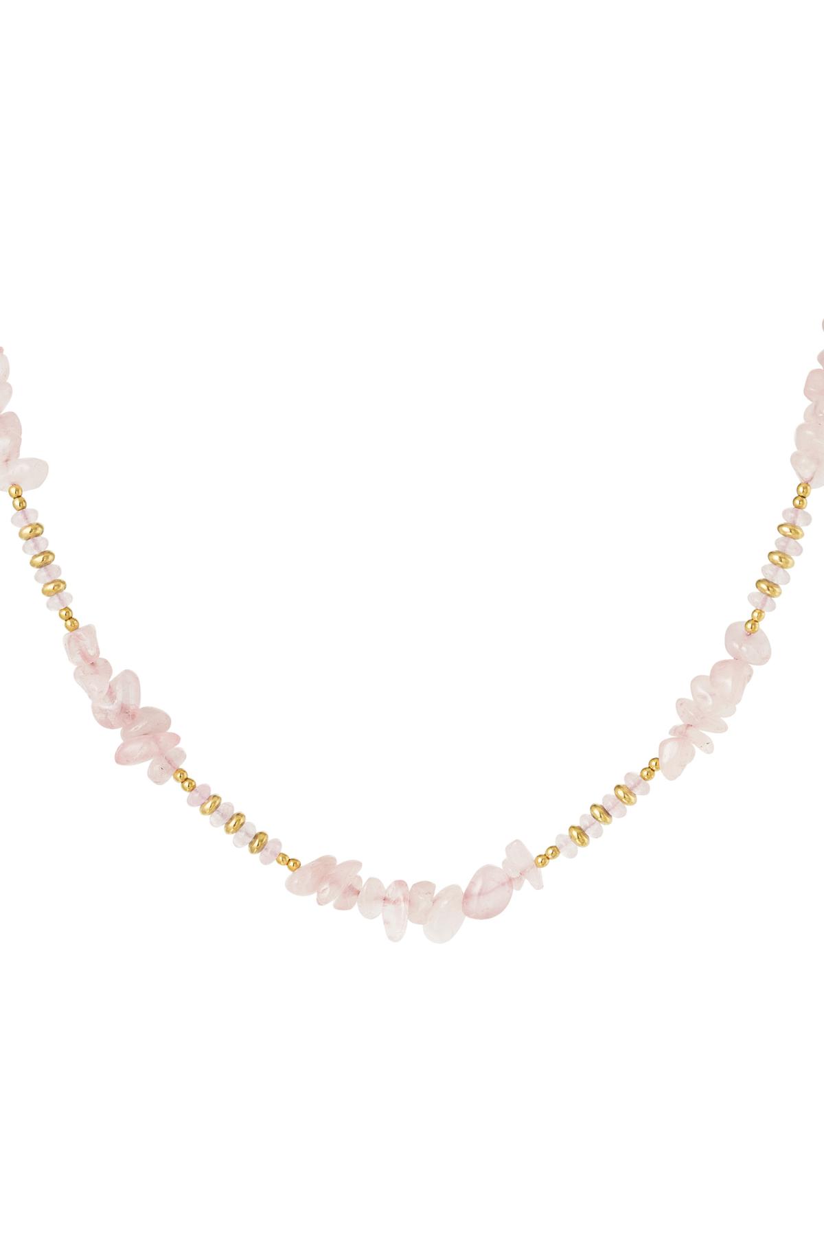 Necklace different beads - Natural stones collection Pink &amp; Gold