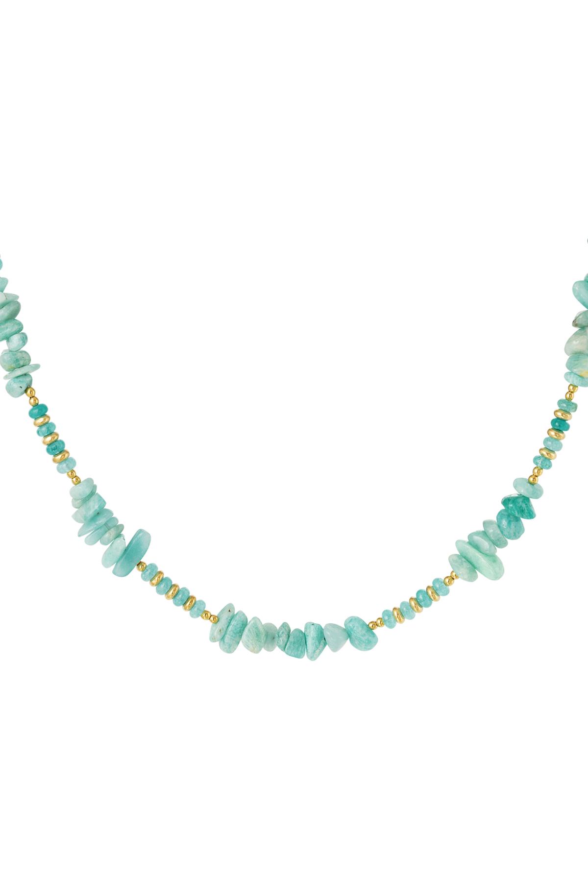Collier différentes perles - Collection pierres naturelles Turquoise &amp; Or Stone