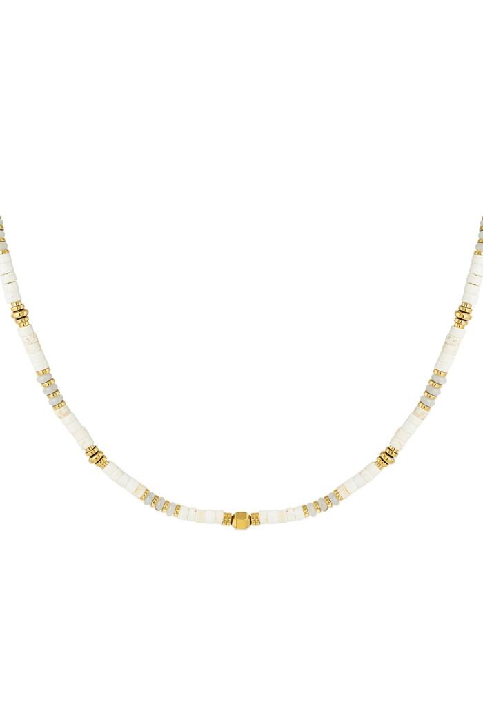 Collar perlas alegres - Colección piedras naturales Oro blanco Stone 