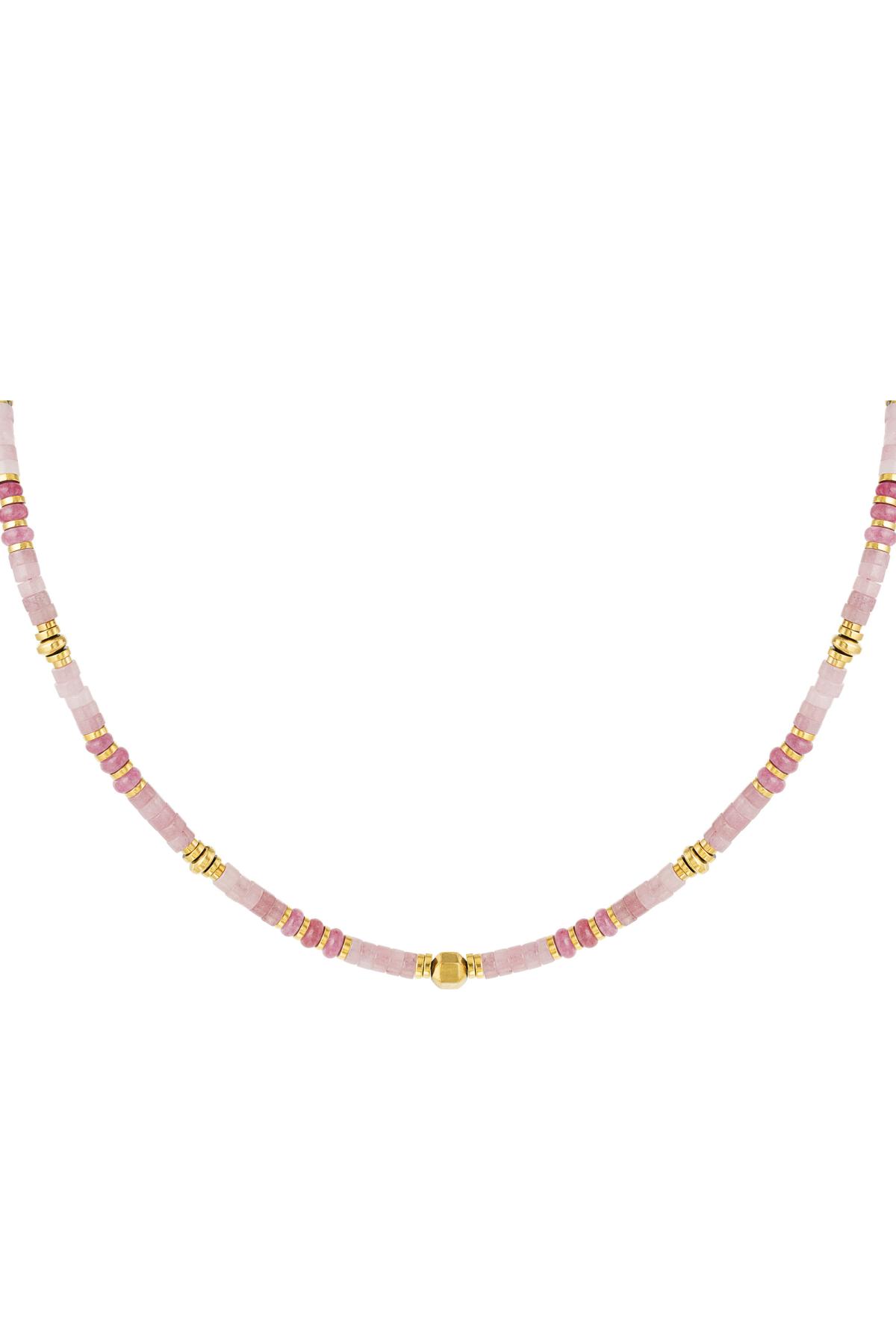 Necklace cheerful beads - Natural stones collection Pink & Gold h5 