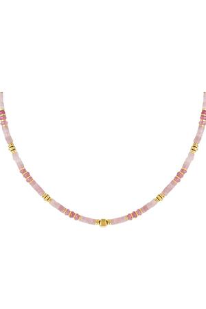 Ketting vrolijke kralen - Natuurstenen collectie Pink & Gold Stone h5 