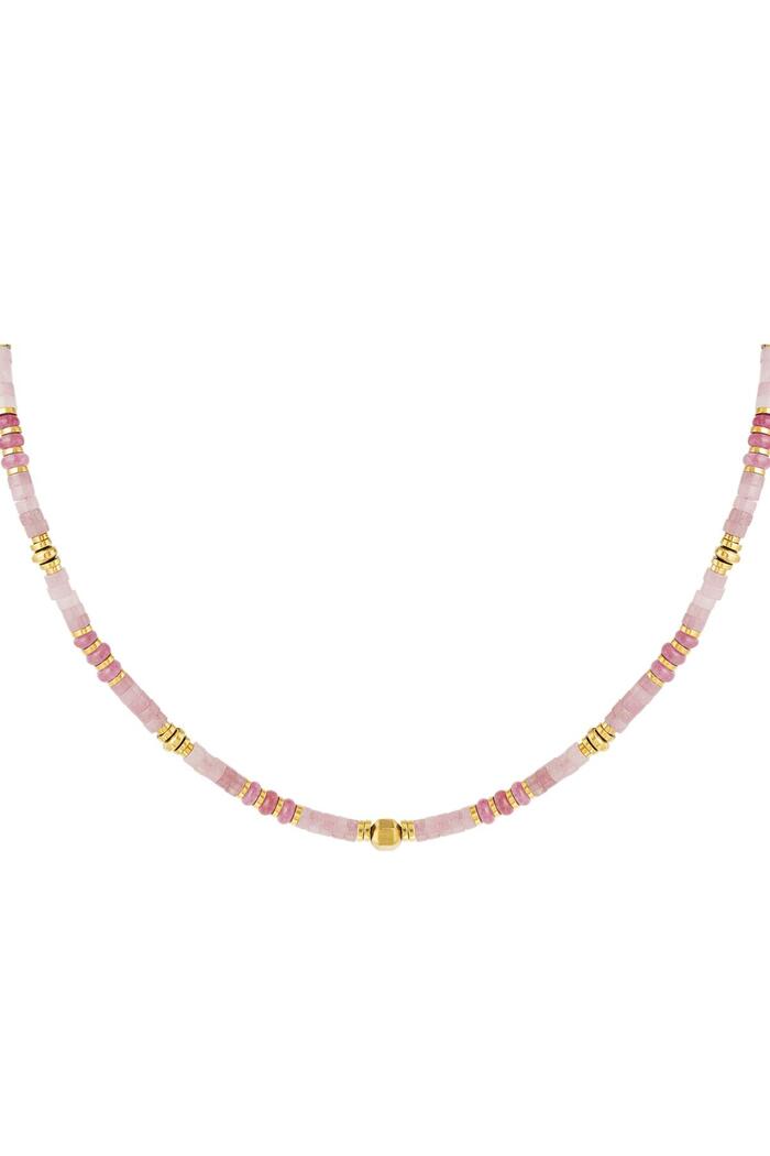 Ketting vrolijke kralen - Natuurstenen collectie Pink & Gold Stone 