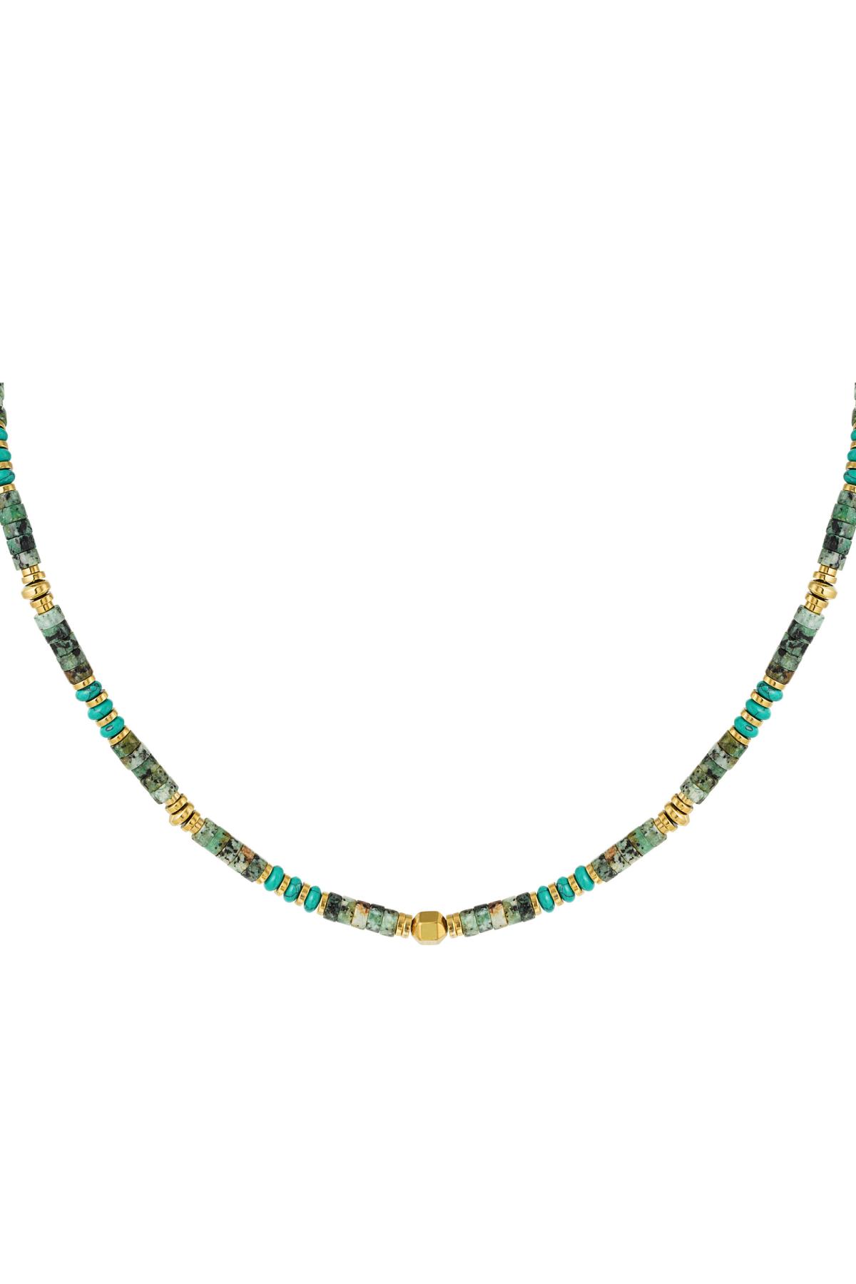Necklace cheerful beads - Natural stones collection Green & Gold h5 