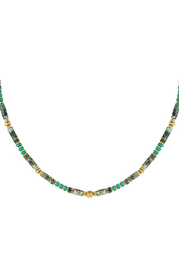 Necklace cheerful beads - Natural stones collection Green & Gold