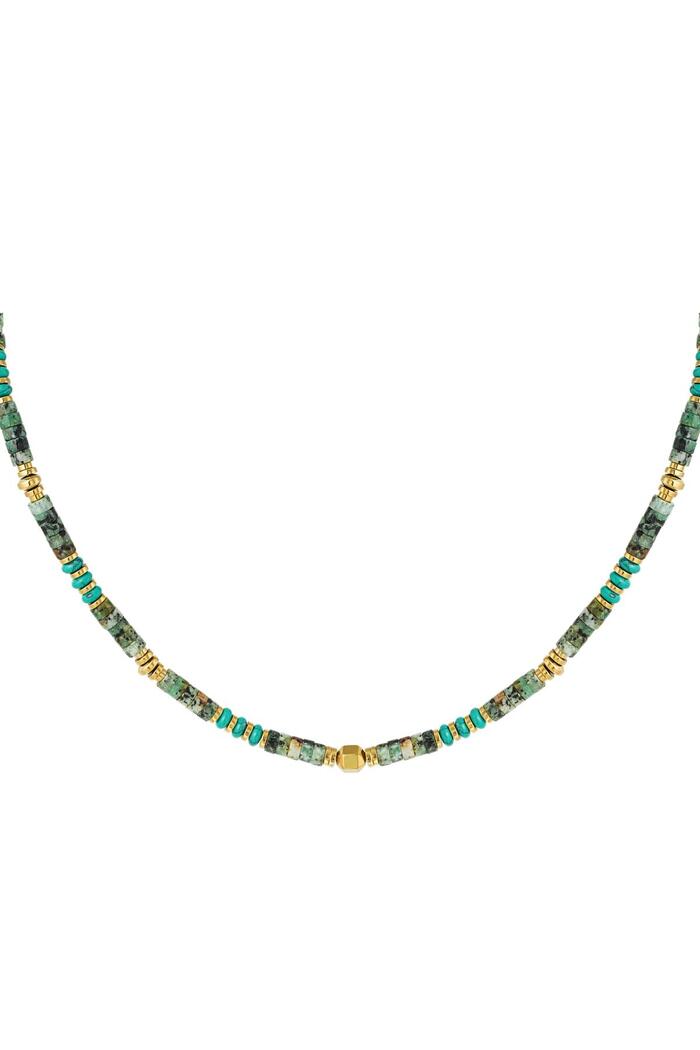 Halskette fröhliche Perlen - Kollektion Natursteine Grün & Gold Stone 
