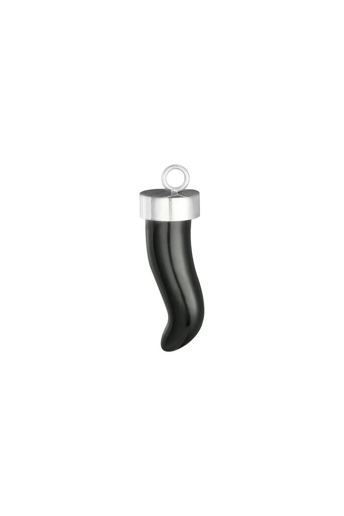 Charm Horn Black & Silver Stainless Steel 