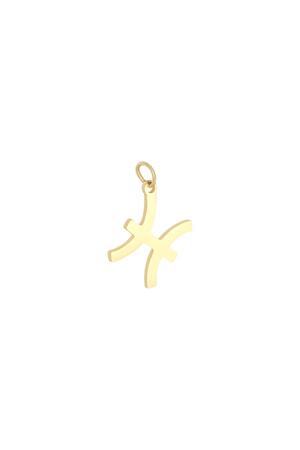Charm Zodiac Pisces Goud Stainless Steel h5 