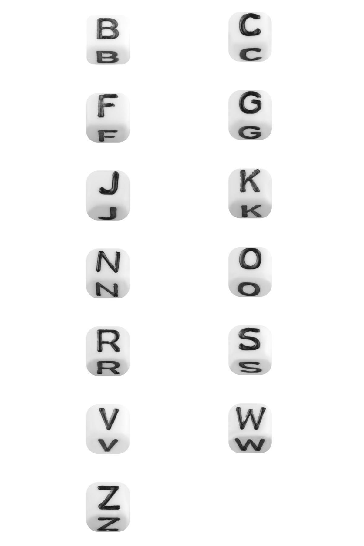 Perles DIY Letter A - 6MM Noir & White Plastique Image2