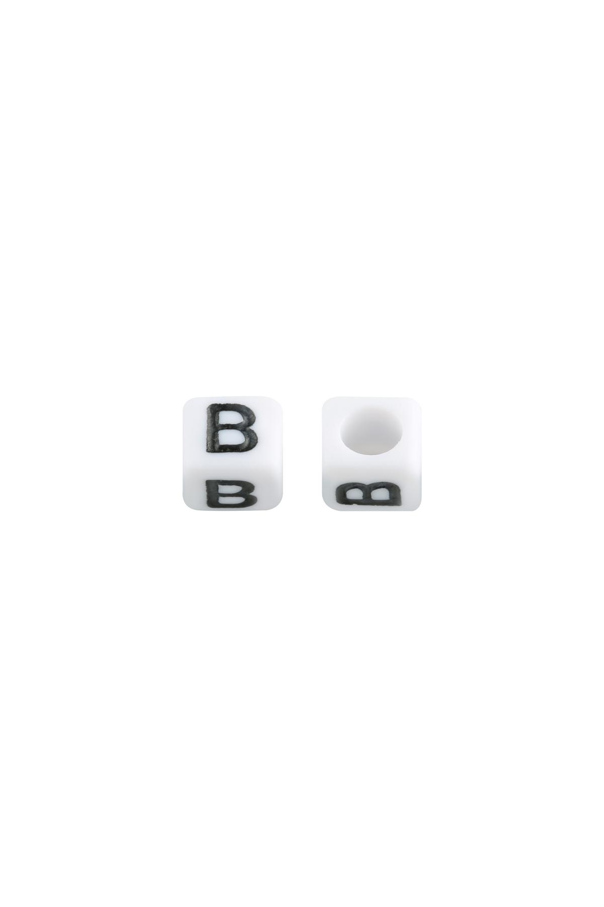 Perlen DIY Letter B - 6MM Schwarz & Weiß Kunststoff h5 