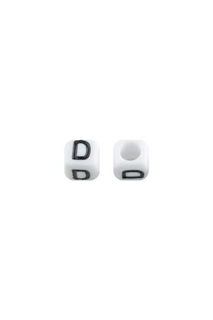 Perlen DIY Letter D - 6MM Schwarz & Weiß Kunststoff h5 
