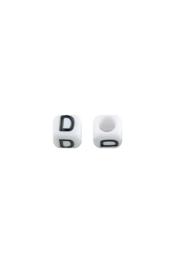 Perlen DIY Letter D - 6MM Schwarz & Weiß Kunststoff 