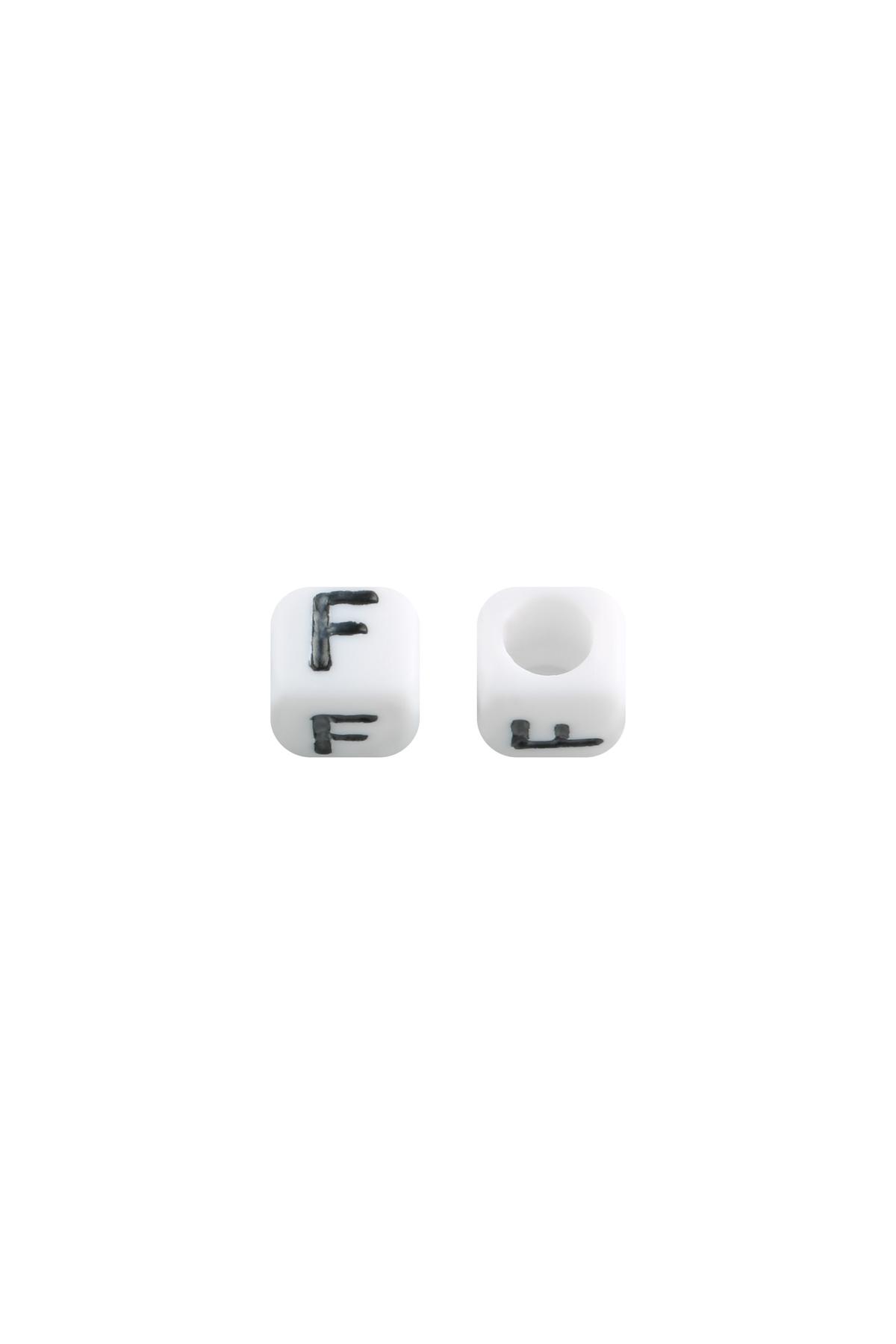 Perlen DIY Letter F - 6MM Schwarz & Weiß Kunststoff h5 