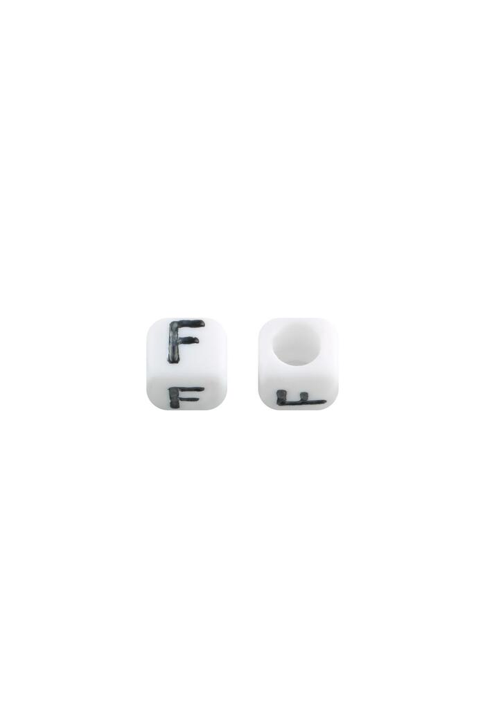 Perlen DIY Letter F - 6MM Schwarz & Weiß Kunststoff 