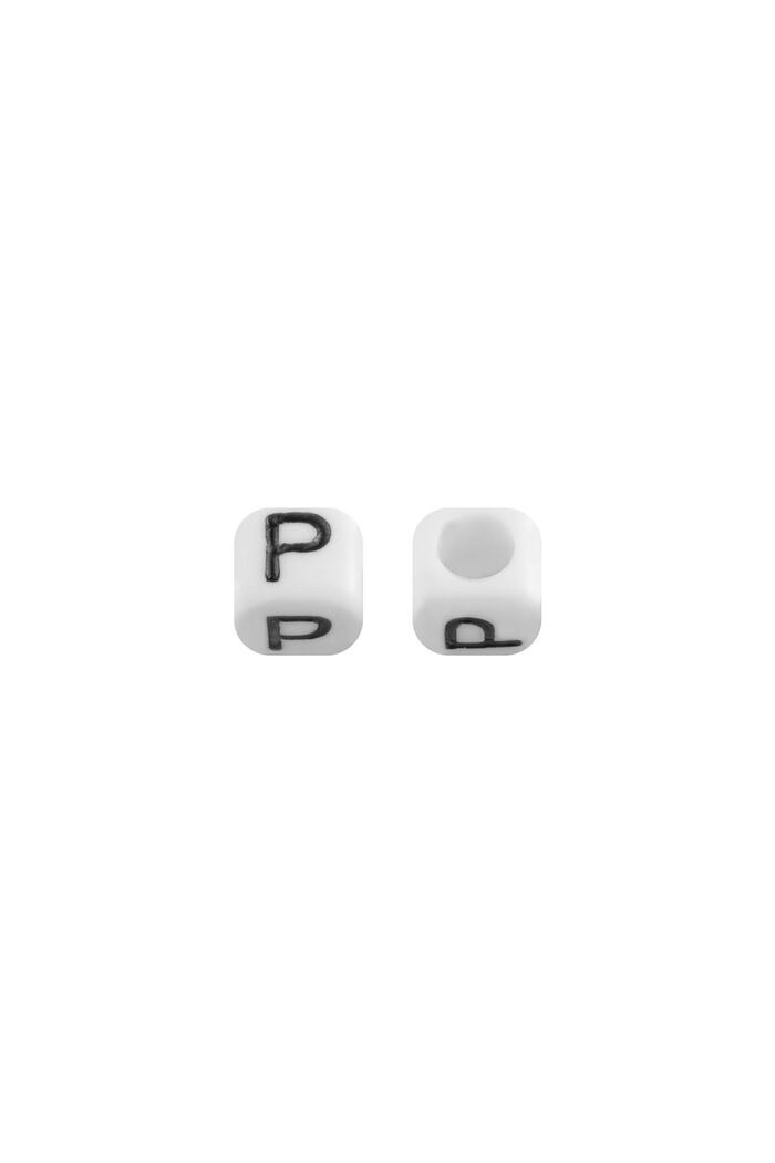 Perlen DIY Letter P - 6MM Schwarz & Weiß Kunststoff 