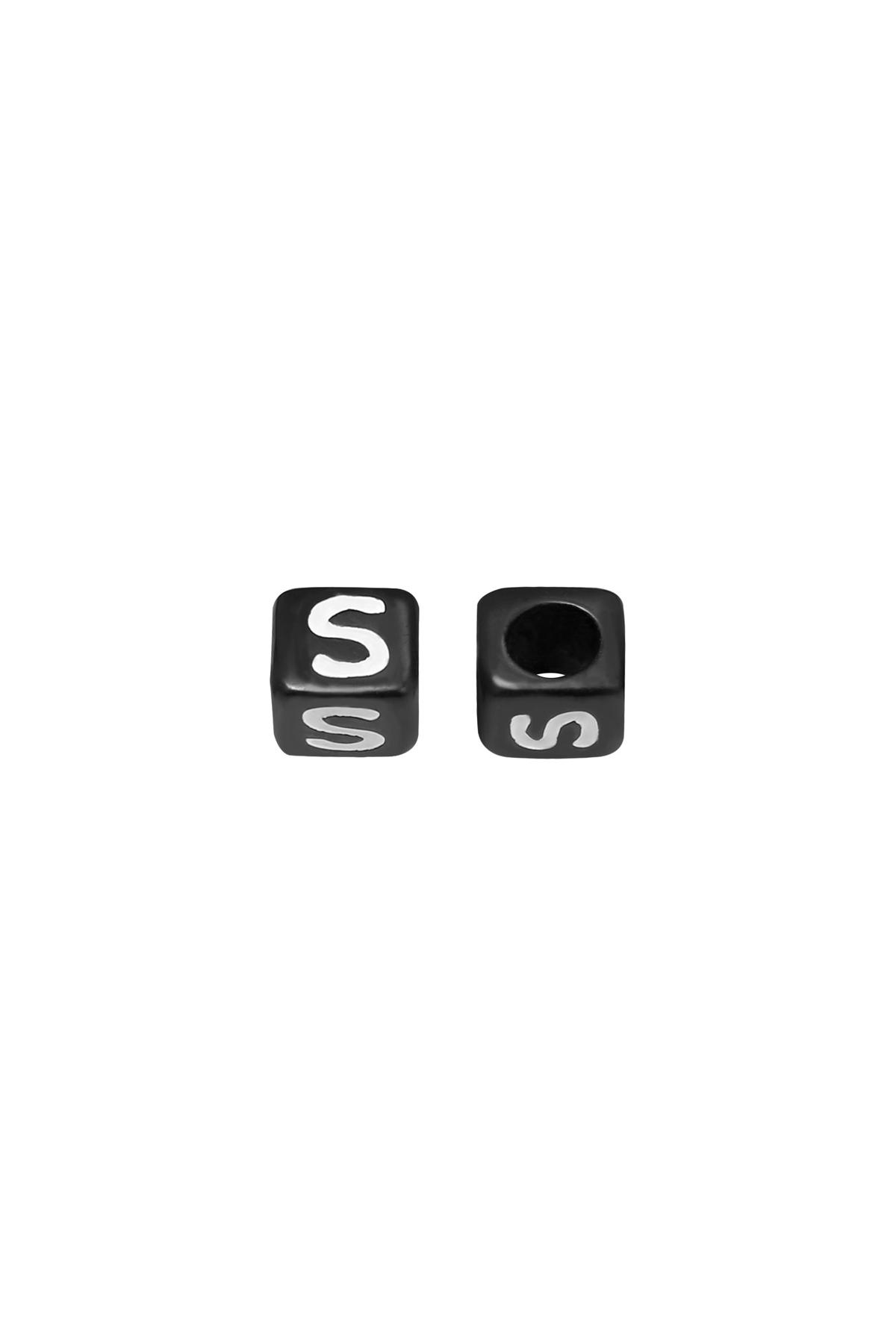 Schwarz / Perlen DIY Letter S - 6MM Schwarz Kunststoff Bild52