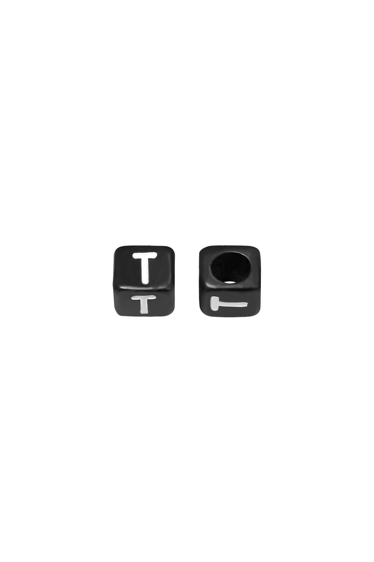 Schwarz / Perlen DIY Letter T - 6MM Schwarz Kunststoff Bild52