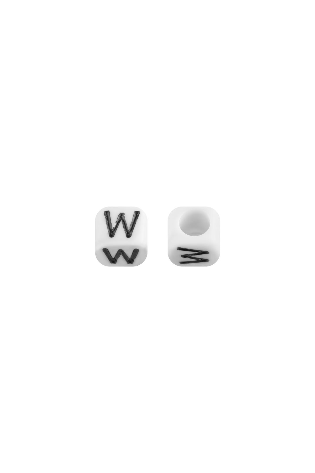 Perlen DIY Letter W - 6MM Schwarz & Weiß Kunststoff h5 