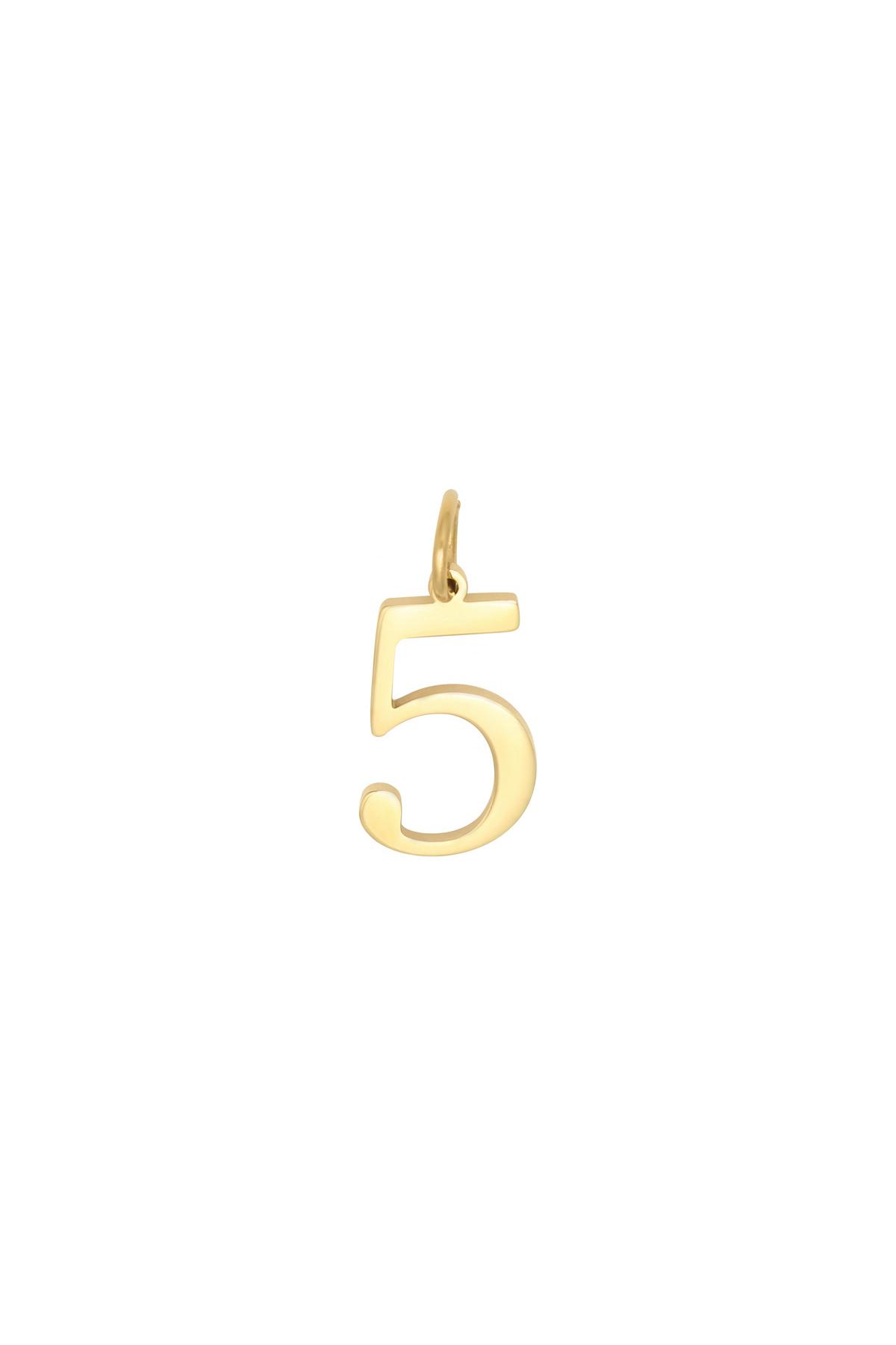 Gold color / DIY Charm Digits Gold Color - 5 Stainless Steel 